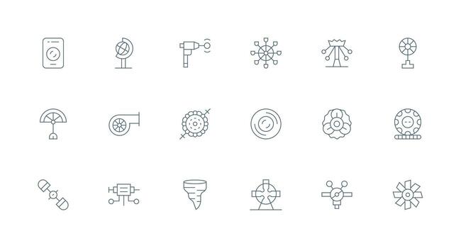 Rotating Icon Collection with 18 Minimal Line Designs App Icon Pack vector