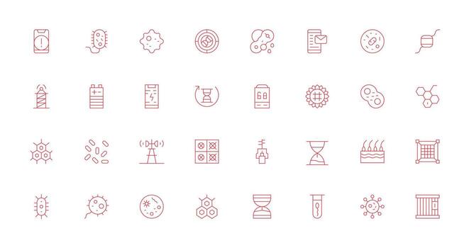 Delgado línea íconos desde célula conjunto con 32 vectores de uso múltiple icono diseño paquete