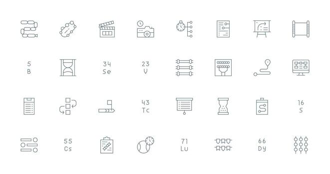 32 Thin Line Icons for Sequence Graphics Glyph Icon Series vector