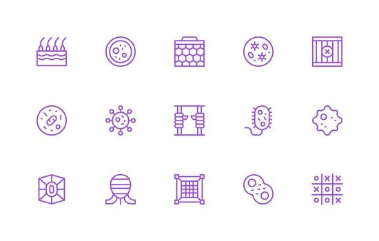 Cell Design Icons featuring 15 in Regular Line Style Icon Set vector