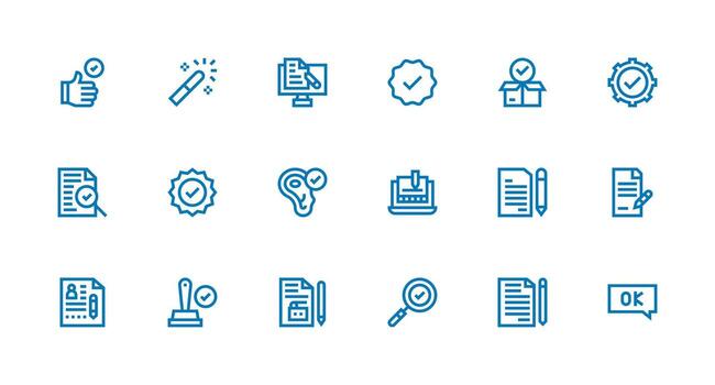 18 Strong Stroke Line Vectors for Correct Theme Balanced Icon Set for Functional Design