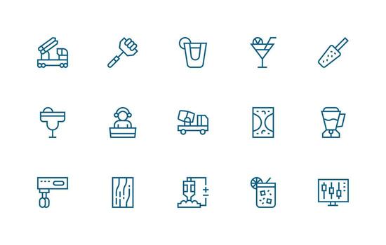 Mixer Visual Pack containing 15 Regular Line Icons User Interface Icons for Digital Products vector