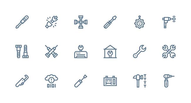 18 fuerte carrera línea íconos para fijación gráficos sencillo íconos para interfaz y wireframes vector