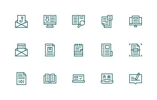 15 Regular Line Designs for Digital Document Icons Responsive Icon Set for Flexible Layouts vector