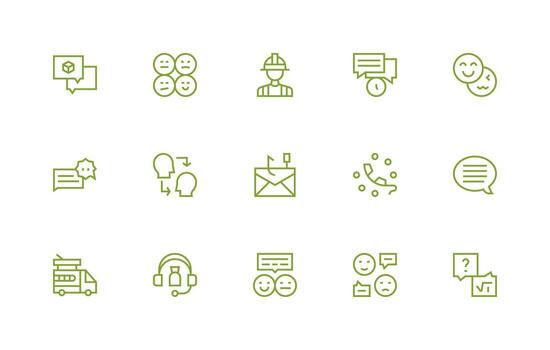 Response Icon Collection with 15 Regular Line Designs Flat Icon Set vector
