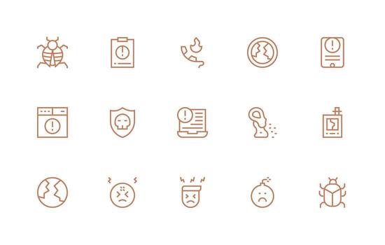 15 regular línea íconos para mal funcionamiento gráficos píxel Perfecto icono conjunto vector
