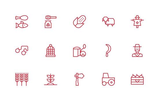 Regular Line Icons from Farm Set with 15 Vectors Icon Collection Set