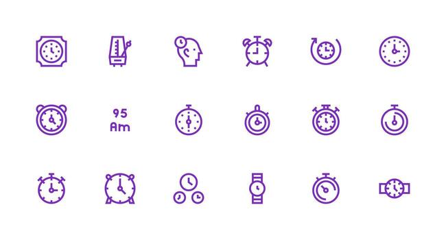 18 Strong Stroke Line Style Icons from Timekeeping Collection Reliable Icons for All Interfaces vector