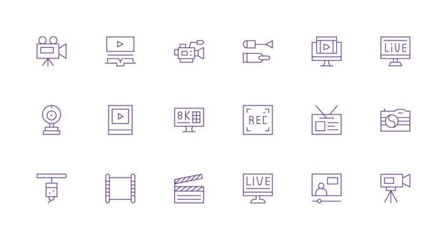 Minimal Line Style Icons with 18 Vectors Icon Set for Apps