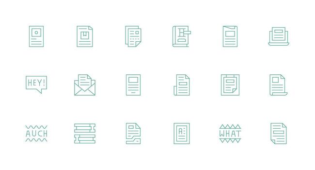 Minimal Line Style Word Icons with 18 Vectors Multi-Style Icons for Creative Projects