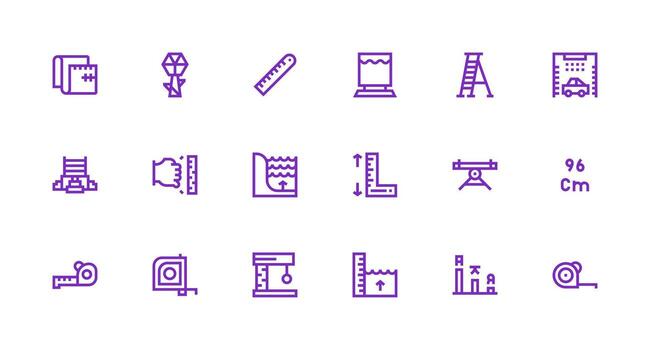 18 Icons for Height in Strong Stroke Line Format Versatile Icon Collection for Designers vector