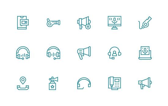 Call including 15 Regular Line Illustrations Scalable Icons for Cross-Platform Interfaces vector