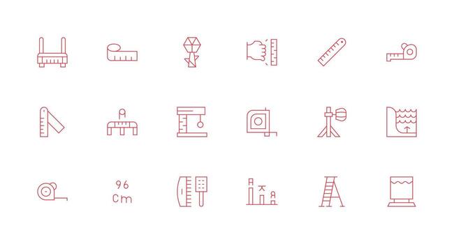 18 mínimo línea íconos para altura gráficos todas dispositivo compatible icono conjunto vector