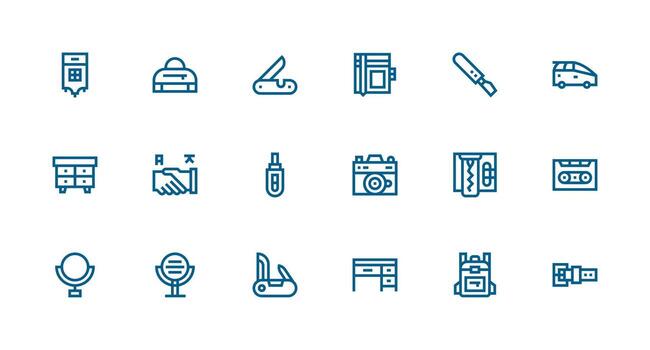 compacto icono conjunto con 18 fuerte carrera línea gráficos diseño icono colección vector