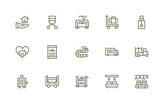 Moviente diseño íconos presentando 15 en regular línea estilo editable icono colección vector