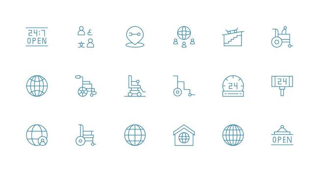 18 Icons for Accessibility in Minimal Line Format Responsive Icon Set for Flexible Layouts vector
