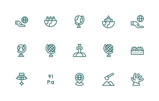 15 Icons for Earth in Regular Line Format Essential Icon Collection vector