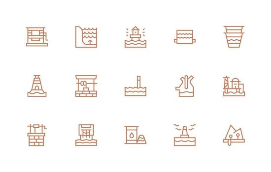 15 Regular Line Style Icons from Well Collection Style Icon Set vector