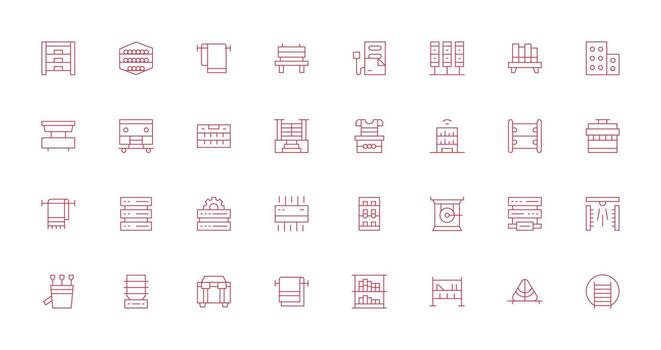 estante diseño íconos presentando 32 en Delgado línea estilo web y aplicación icono paquete colección vector