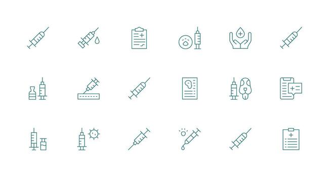 18 Minimal Line Designs for Immunization Icons Complete Icon Bundle for Web Design vector