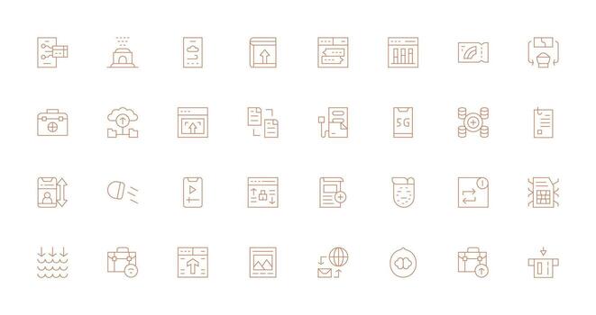 Upload featuring 32 Icons in Thin Line Design Detailed Icon Collection for Design Systems vector