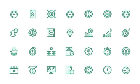 Efficiency featuring 28 Icons in Bold Line Design Lightweight Icon Series for Fast Prototypes vector