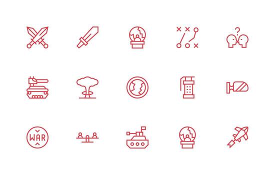 Regular Line Style Conflict Icons with 15 Vectors Well-Structured Icons for Creative Use