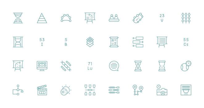 Sequence Set with 32 Thin Line Icons Interface Icons for Daily Use vector