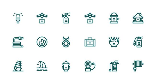 Strong Stroke Line Icons from Emergency Response Set with 18 Vectors All-Purpose Icon Design Pack