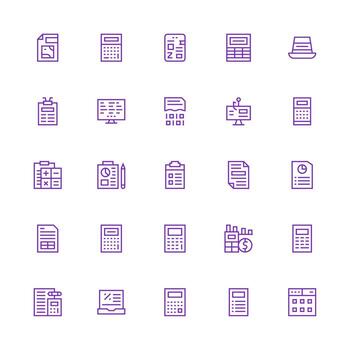 hoja de cálculo icono conjunto con 25 medio carrera contorno gráficos editable icono colección vector