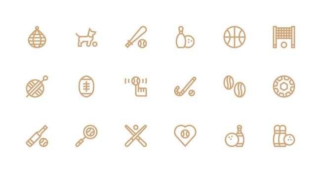 Ball Icon Collection with 18 Strong Stroke Line Designs Minimal Icon Set for Interface Projects vector