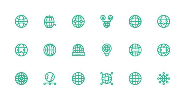 Worldwide Network Icon Collection with 18 Strong Stroke Line Designs Icons Built for Visual Consistency Pack vector