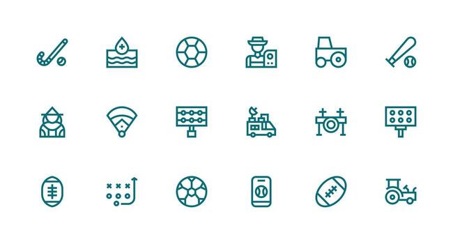 Field Icon Collection with 18 Strong Stroke Line Designs Neatly Designed Icons for Web Platforms vector