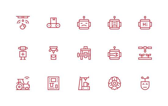 Regular Line Style Automated Icons with 15 Vectors Functional Icon Series