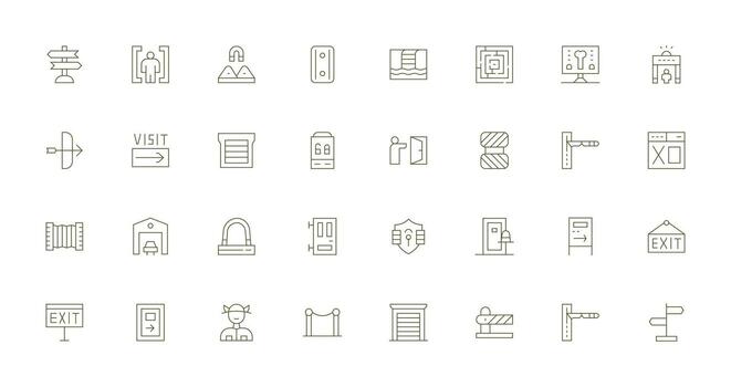 32 Icons for Exit in Thin Line Format Smart Icon Collection vector