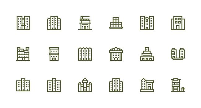 fuerte carrera línea íconos desde de varios pisos conjunto con 18 vectores escalable íconos para multiplataforma interfaces