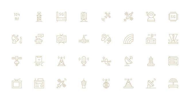 Antenna featuring 32 Icons in Thin Line Design Scalable Icon Pack vector