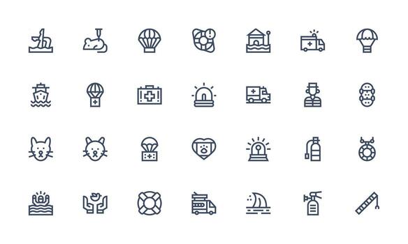 Rescue featuring 28 Icons in Bold Line Design Neatly Designed Icons for Web Platforms vector