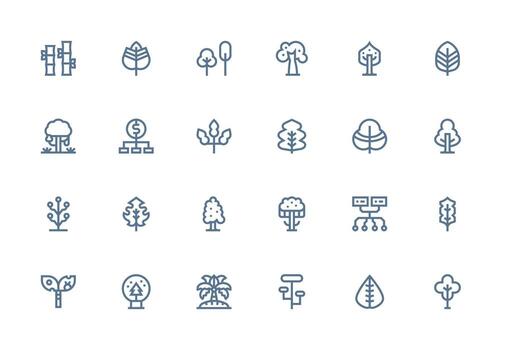Tree featuring 24 Icons in Thick Line Line Design Core Icon Collection for Daily Tasks vector