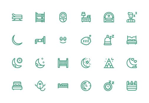 Sleep featuring 24 Icons in Thick Line Line Design Scalable Icons for Cross-Platform Interfaces vector