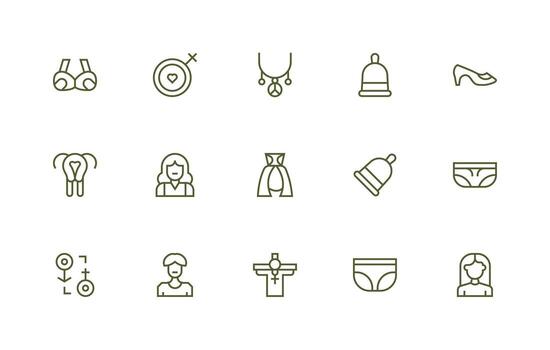 15 Regular Line Vectors for Feminine Theme Fully Editable Icon Set for Web