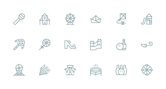 Minimal Line Icons from Fun Set with 18 Vectors Organized Glyph Icons for Fast Design