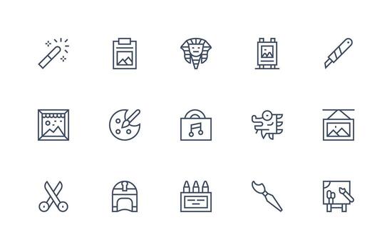 Artwork featuring 15 Icons in Regular Line Design Flexible Icon System for Web Interfaces vector