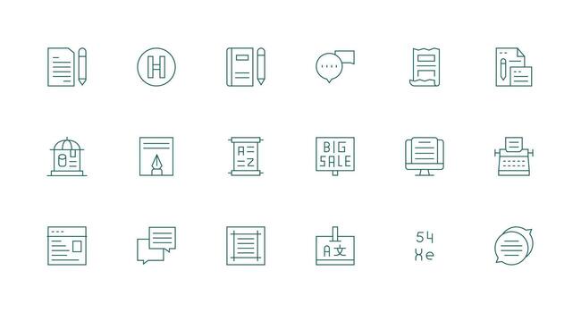 Text featuring 18 Icons in Minimal Line Design Reusable Icon Set vector