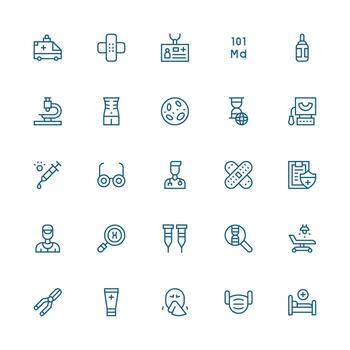 Medical Icon Set with 25 Medium Stroke Outline Graphics Icons Built for Visual Consistency Pack vector