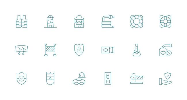 18 Icons for Safety in Minimal Line Format Reusable Icon Set vector