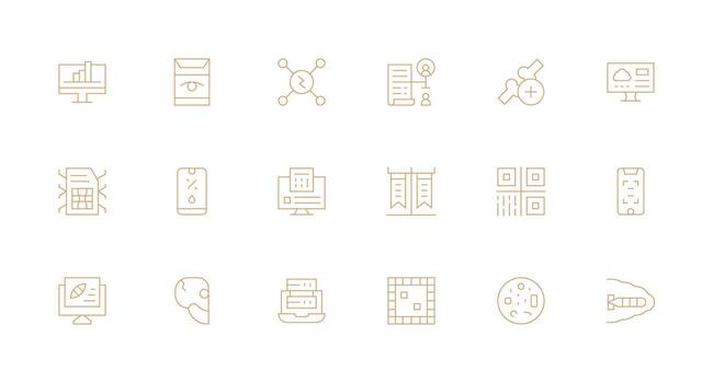 digital datos icono colección con 18 mínimo línea diseños limpiar icono colección para web utilizar vector