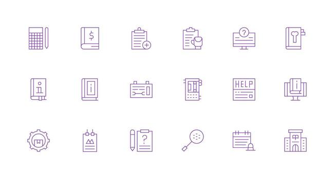 18 Minimal Line Icons for Documentation Graphics Theme-Based Icon Pack vector