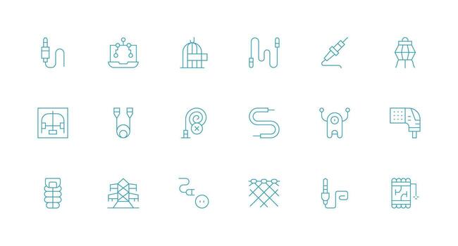 Wire Visual Pack containing 18 Minimal Line Icons High-Resolution Icons for Any Platform vector