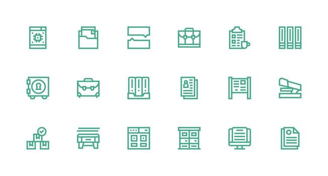 Strong Stroke Line Icons from Documents Set with 18 Vectors UI Icon Set